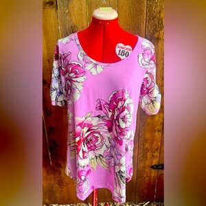 NWT LuLaRoe Morgan Top Pink Large Floral Print size Medium